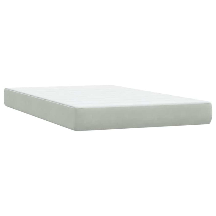 Pat continental cu saltea, gri deschis, 120x220 cm, catifea WALTI