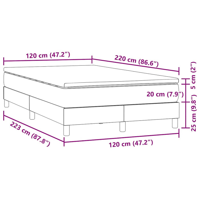 Pat continental cu saltea, gri deschis, 120x220 cm, catifea WALTI