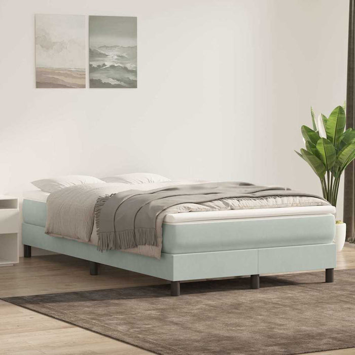 Pat continental cu saltea, gri deschis, 120x220 cm, catifea WALTI