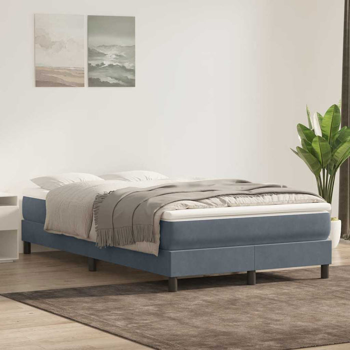 Pat box spring cu saltea, gri închis, 120x220 cm, catifea - WALTI WALTI
