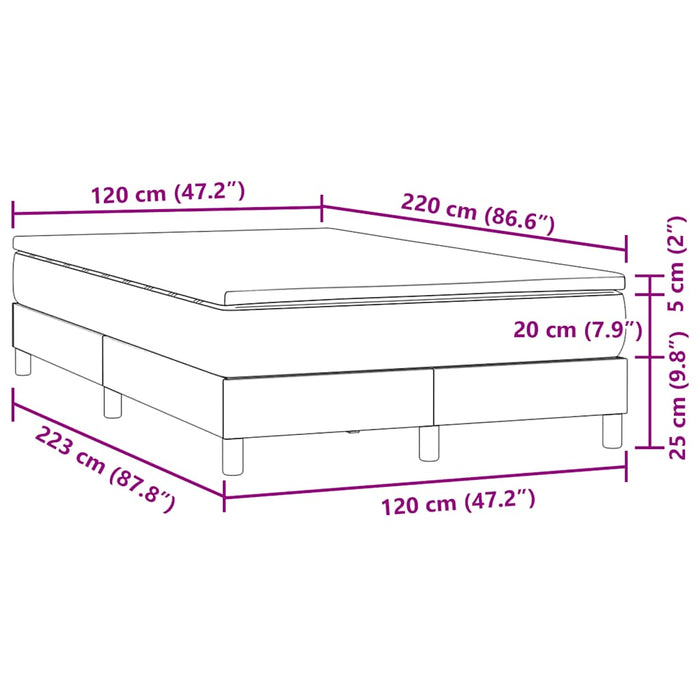 Pat box spring cu saltea, verde închis, 120x220 cm, catifea WALTI