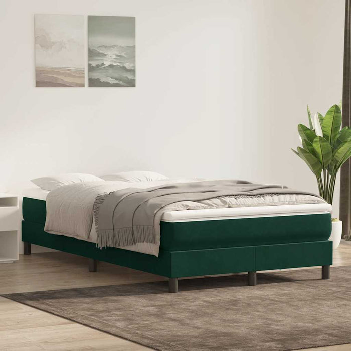 Pat box spring cu saltea, verde închis, 120x220 cm, catifea WALTI