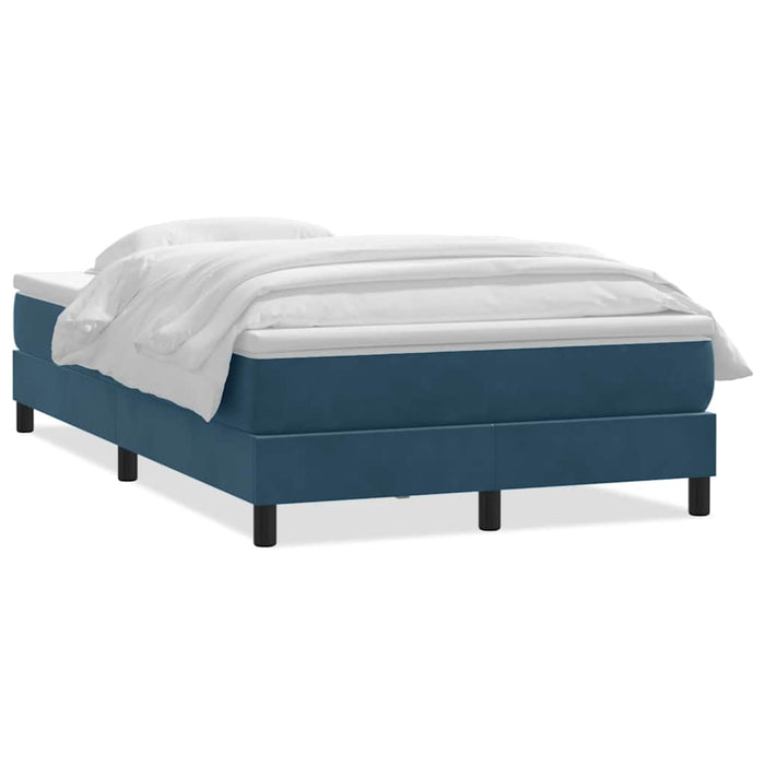 Pat box spring cu saltea, albastru închis, 120x220 cm, catifea WALTI