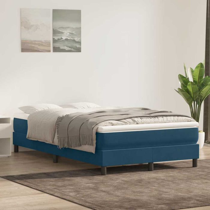 Pat box spring cu saltea, albastru închis, 120x220 cm, catifea WALTI