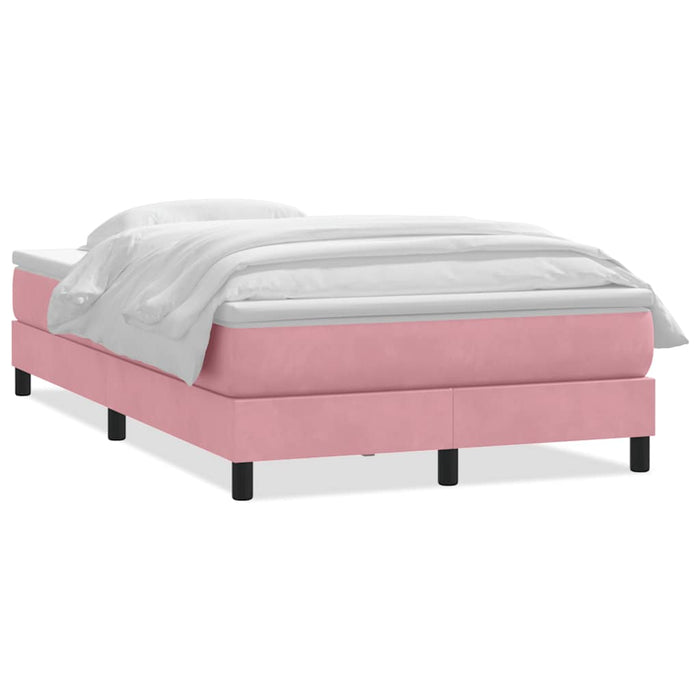 Pat box spring cu saltea, roz, 120x220 cm, catifea WALTI