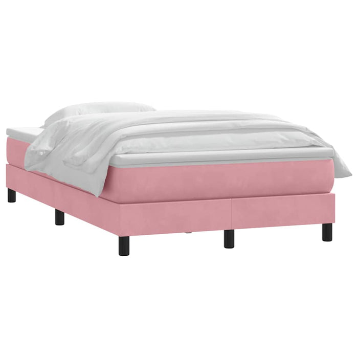 Pat box spring cu saltea, roz, 120x220 cm, catifea WALTI