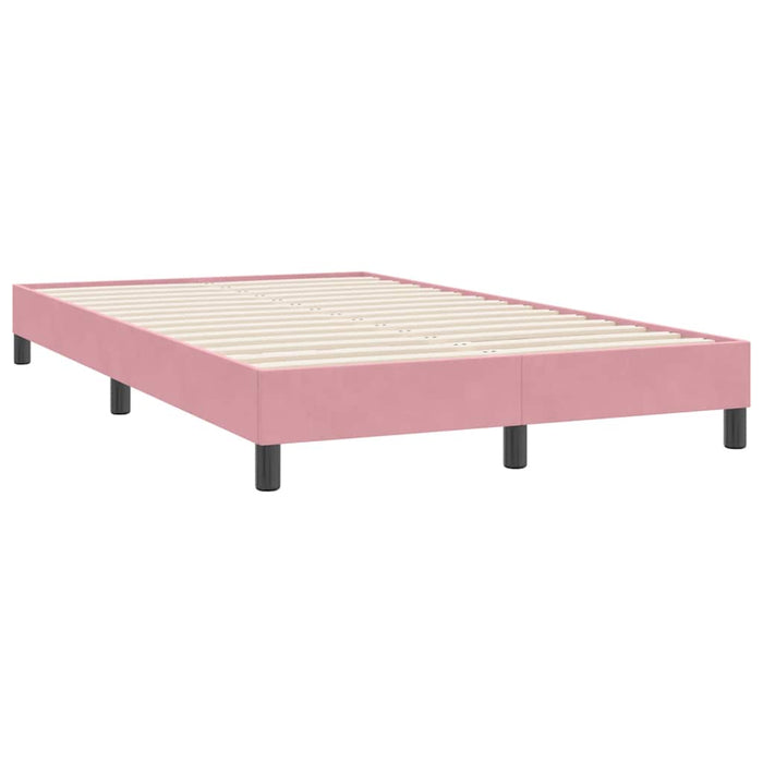 Pat box spring cu saltea, roz, 120x220 cm, catifea WALTI