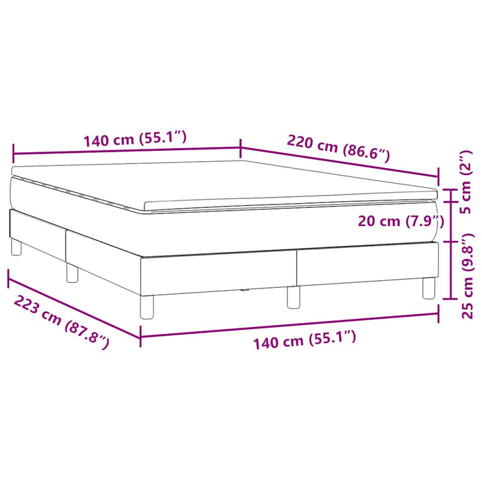 Pat box spring cu saltea, roz, 140x220 cm, catifea - WALTI WALTI