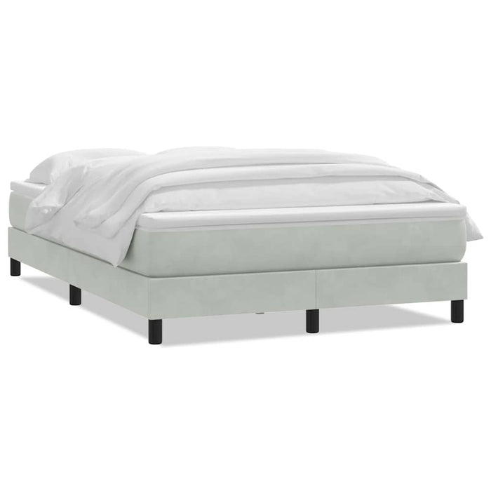 Pat box spring cu saltea, gri deschis, 160x220 cm, catifea - WALTI WALTI