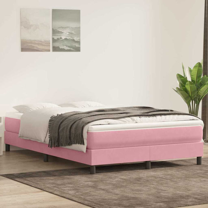 Pat box spring cu saltea, roz, 160x220 cm, catifea - WALTI WALTI
