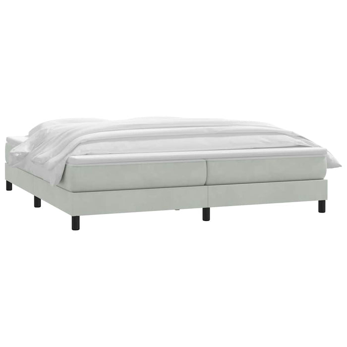 Pat cu arcuri cu saltea gri deschis 180x220 cm catifea WALTI