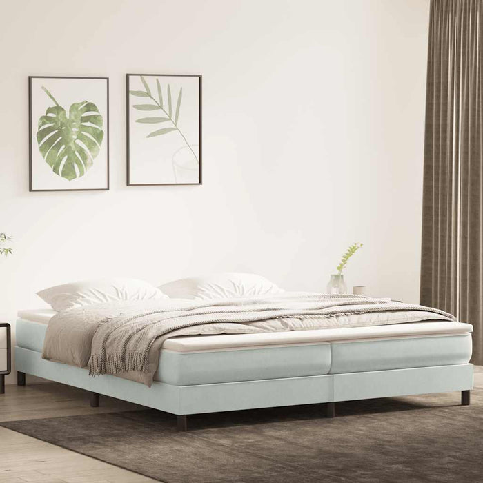 Pat cu arcuri cu saltea gri deschis 180x220 cm catifea WALTI