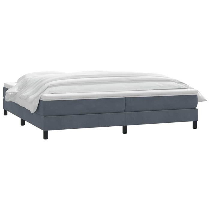 Pat box spring cu saltea, gri închis, 180x220 cm, catifea WALTI