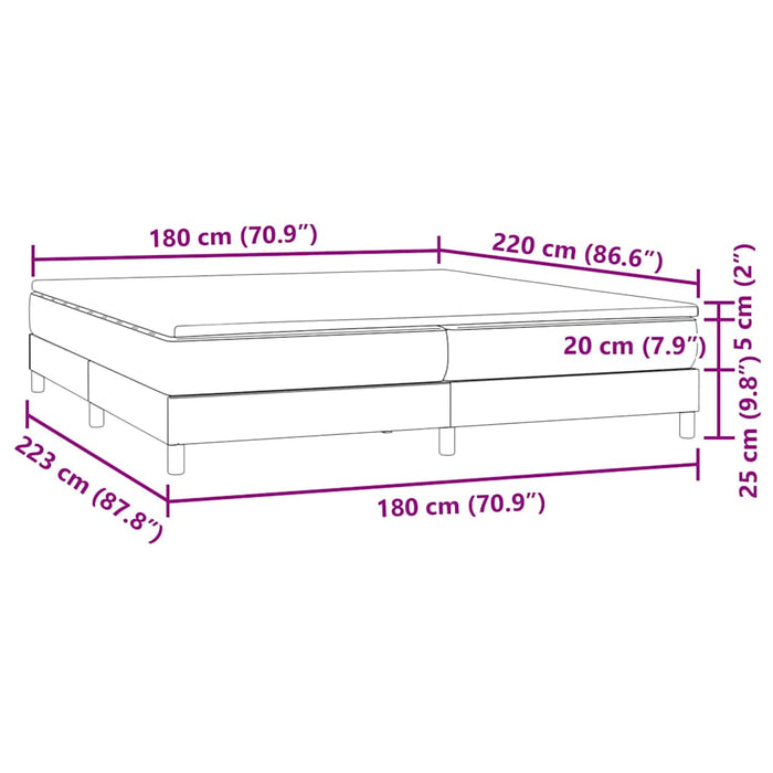 Pat box spring cu saltea, gri închis, 180x220 cm, catifea WALTI