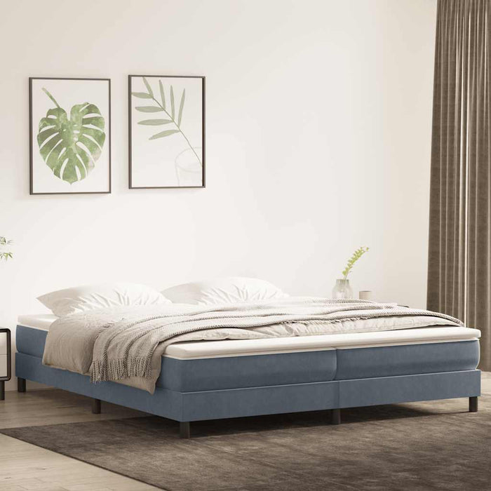 Pat box spring cu saltea, gri închis, 180x220 cm, catifea WALTI