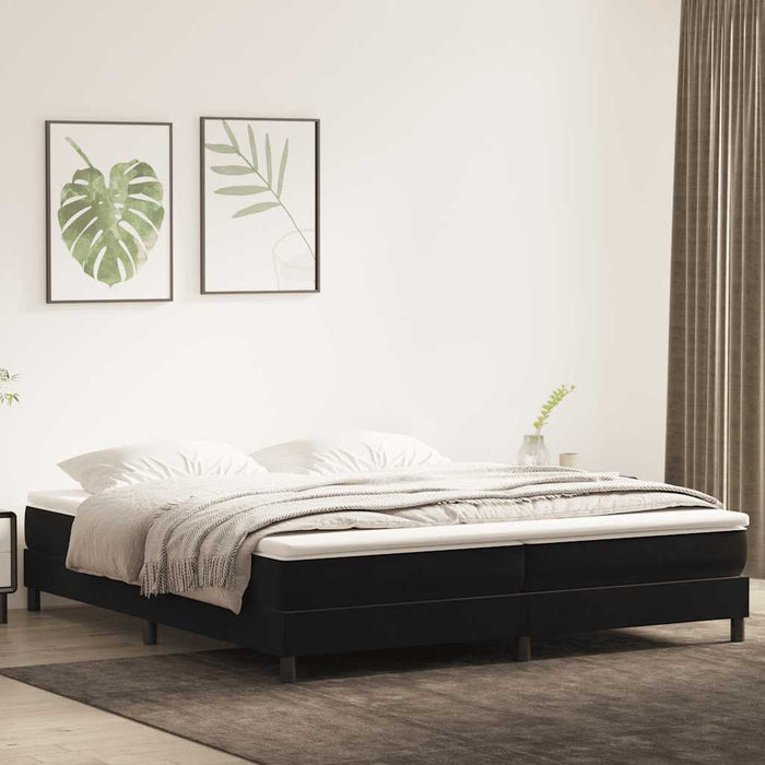 Pat box spring cu saltea, negru, 200x220 cm, catifea WALTI