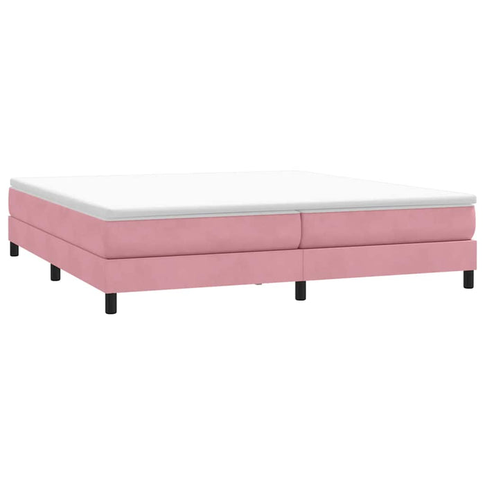 Pat box spring cu saltea, roz, 200x220 cm, catifea WALTI