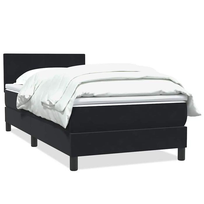 Pat box spring cu saltea, negru, 80x210 cm, catifea WALTI