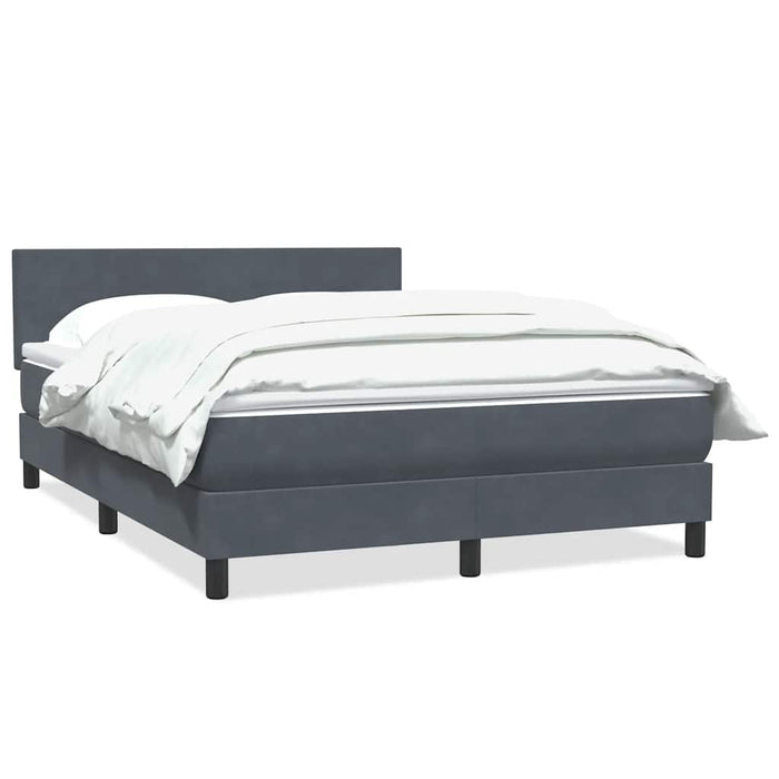 Pat box spring cu saltea, gri închis, 140x210 cm, catifea WALTI