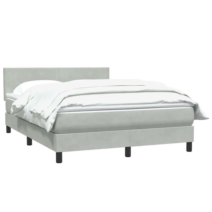 Pat box spring cu saltea, gri deschis, 160x210 cm, catifea - WALTI WALTI