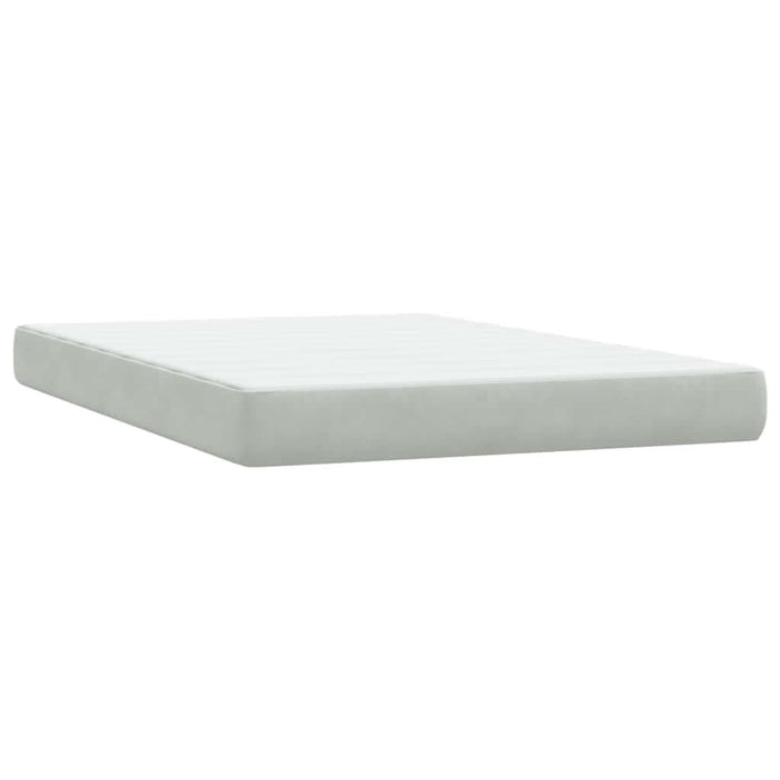 Pat box spring cu saltea, gri deschis, 160x210 cm, catifea - WALTI WALTI