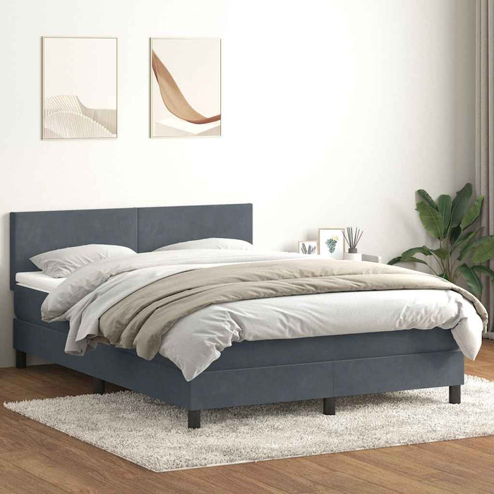 Pat box spring cu saltea, gri închis, 160x210 cm, catifea WALTI