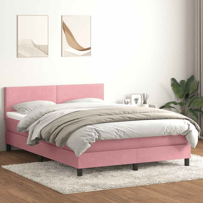 Pat box spring cu saltea, roz, 160x210 cm, catifea - WALTI WALTI