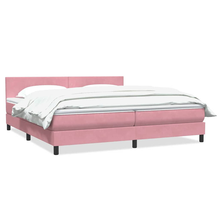 Pat box spring cu saltea, roz, 180x210 cm, catifea - WALTI WALTI