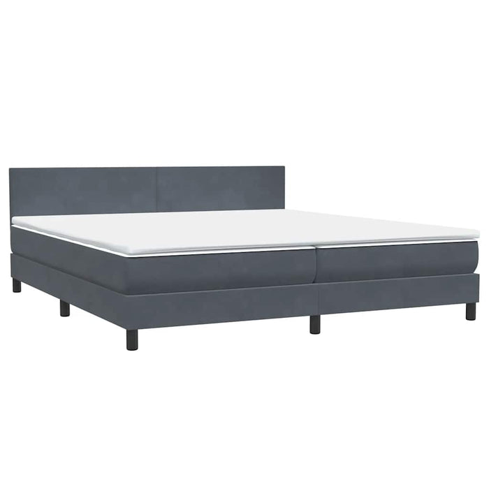 Pat box spring cu saltea, gri închis, 200x210 cm, catifea WALTI