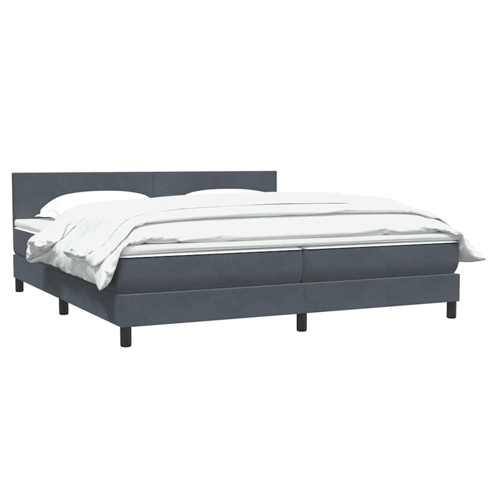Pat box spring cu saltea, gri închis, 200x210 cm, catifea WALTI