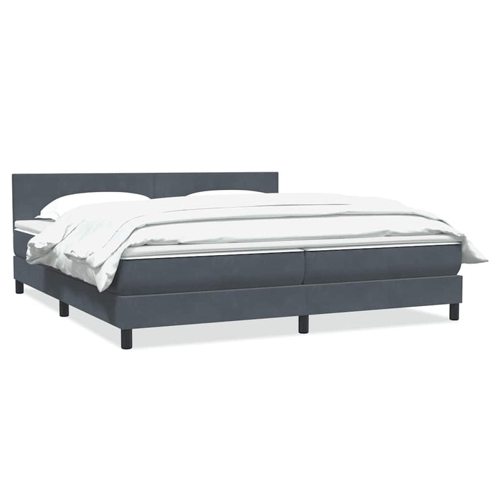 Pat box spring cu saltea, gri închis, 200x210 cm, catifea WALTI