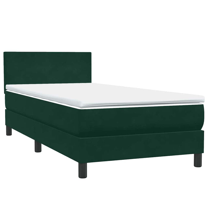 Pat box spring cu saltea, verde închis, 80x220 cm, catifea - WALTI WALTI