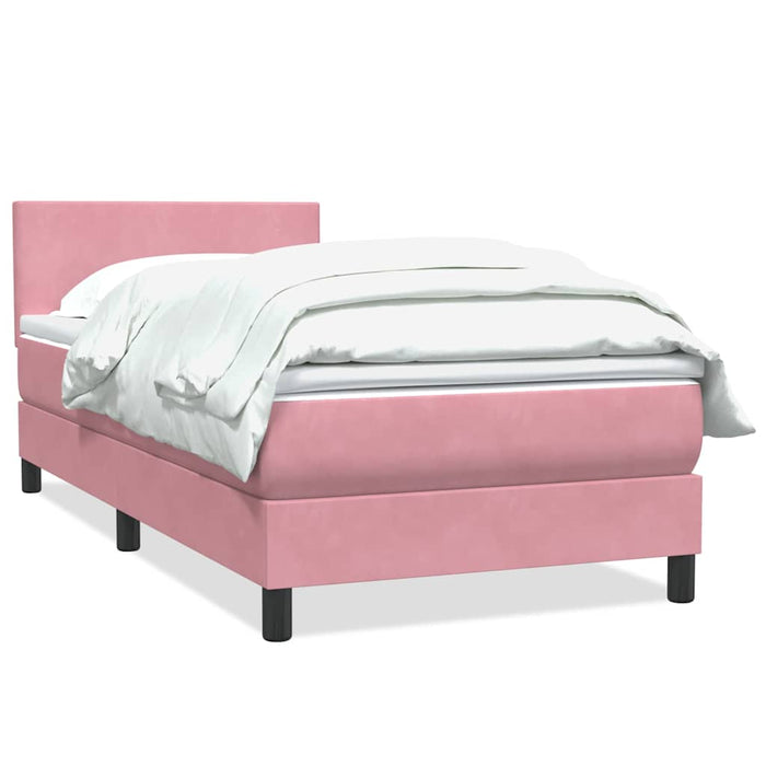 Pat box spring cu saltea, roz, 80x220 cm, catifea WALTI
