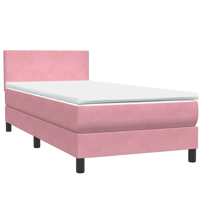 Pat box spring cu saltea, roz, 80x220 cm, catifea WALTI