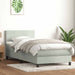 Pat box spring cu saltea, gri deschis, 90x220 cm, catifea - WALTI WALTI