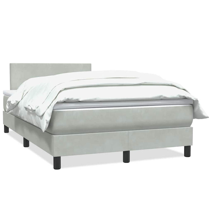 Pat continental cu saltea, gri deschis, 120x220 cm, catifea WALTI