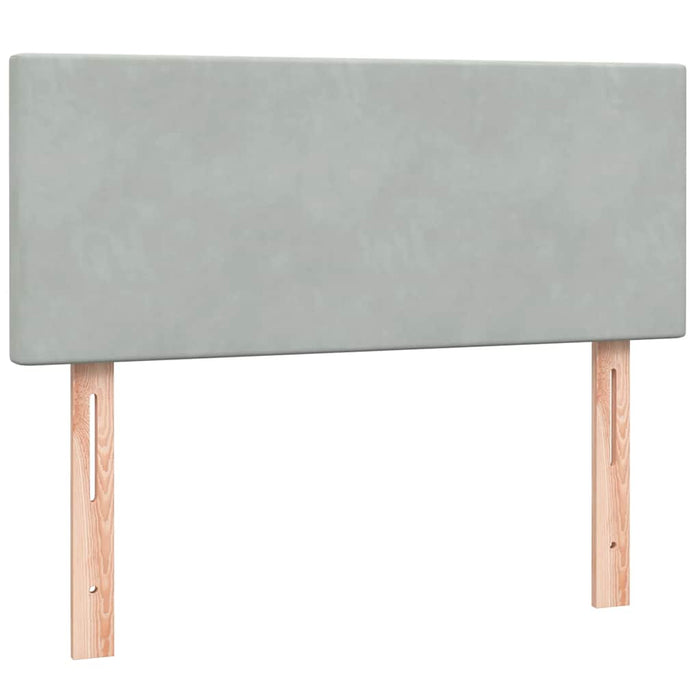 Pat continental cu saltea, gri deschis, 120x220 cm, catifea WALTI