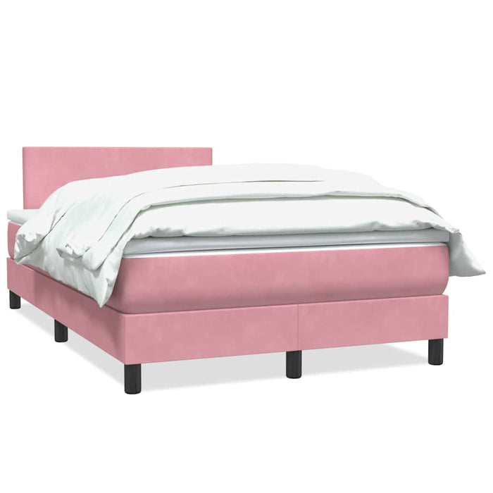 Pat box spring cu saltea, roz, 120x220 cm, catifea WALTI