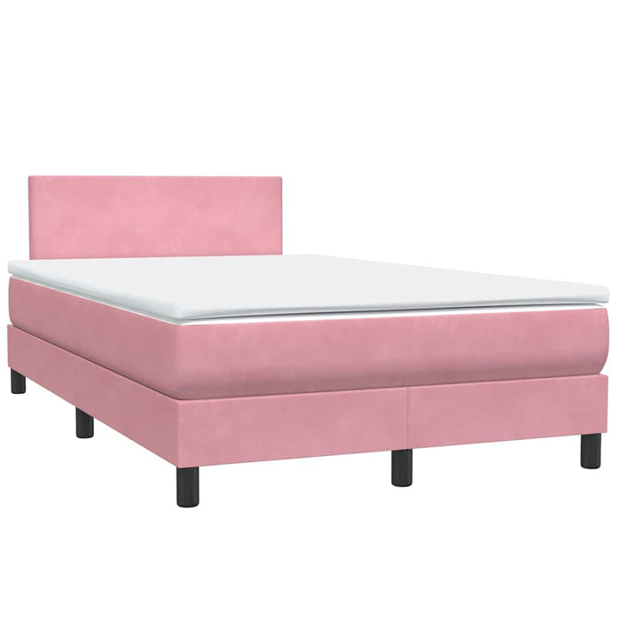 Pat box spring cu saltea, roz, 120x220 cm, catifea WALTI