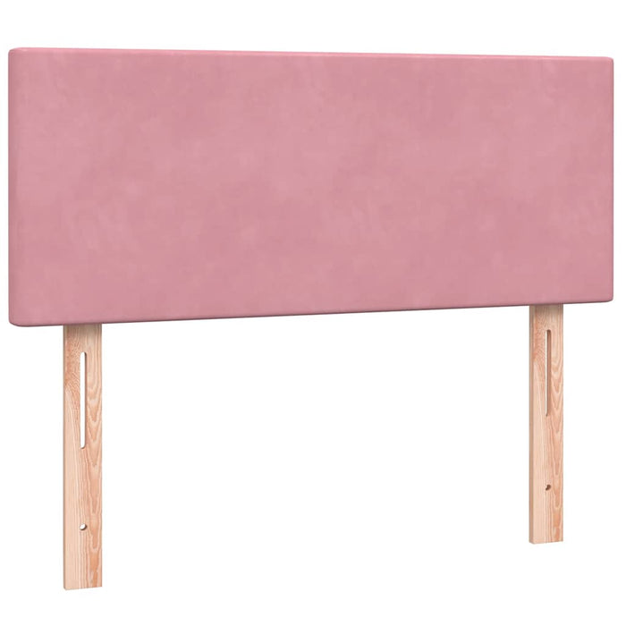 Pat box spring cu saltea, roz, 120x220 cm, catifea WALTI