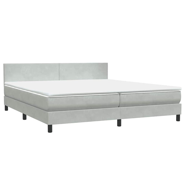 Pat cu arcuri cu saltea gri deschis 180x220 cm catifea WALTI