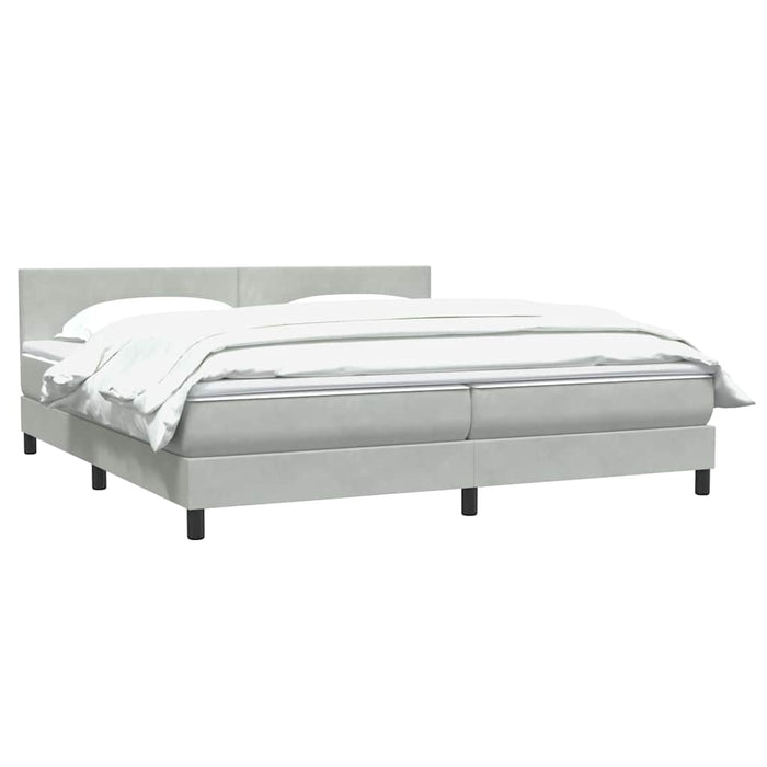 Pat cu arcuri cu saltea gri deschis 180x220 cm catifea WALTI