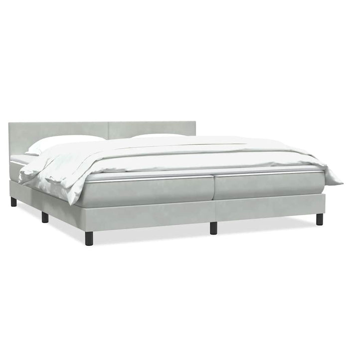 Pat cu arcuri cu saltea gri deschis 180x220 cm catifea WALTI