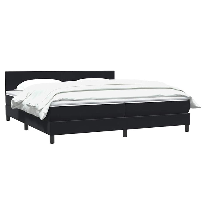 Pat box spring cu saltea, negru, 200x220 cm, catifea WALTI