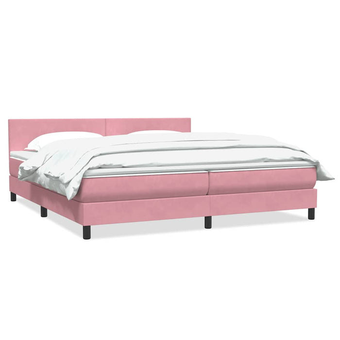 Pat box spring cu saltea, roz, 200x220 cm, catifea WALTI