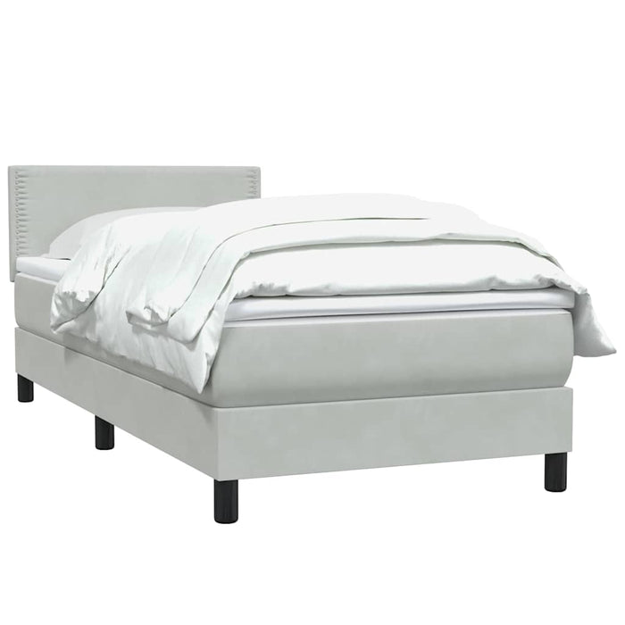 Pat box spring cu saltea, gri deschis, 80x210 cm, catifea - WALTI WALTI