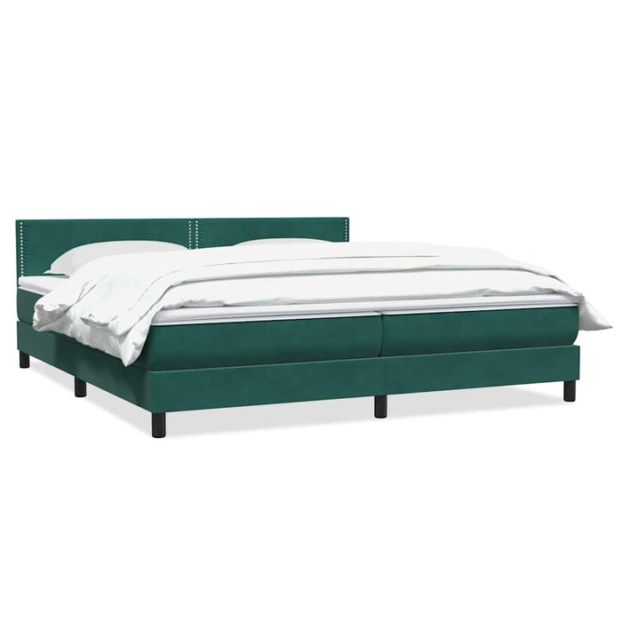 Pat box spring cu saltea, verde închis, 180x210 cm, catifea WALTI