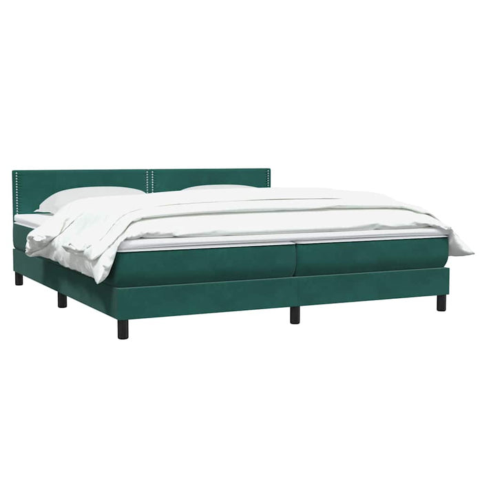 Pat box spring cu saltea, verde închis, 180x210 cm, catifea WALTI