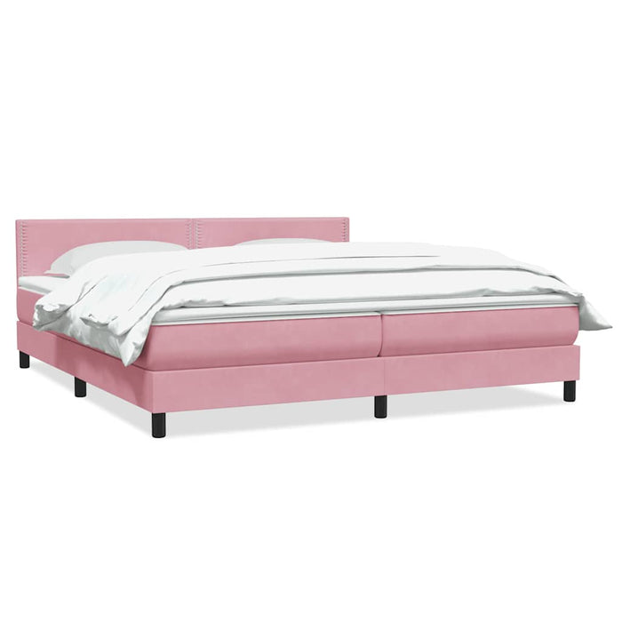 Pat box spring cu saltea, roz, 180x210 cm, catifea - WALTI WALTI