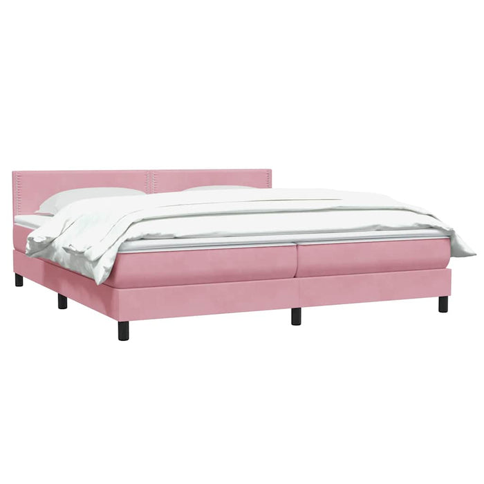 Pat box spring cu saltea, roz, 180x210 cm, catifea - WALTI WALTI